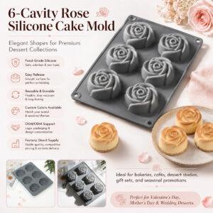 6-Cavity Rose Silicone Cake Mold