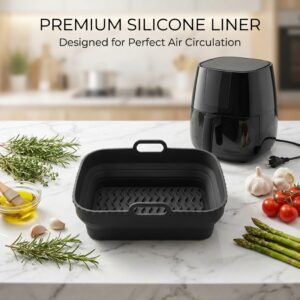 Foldable Silicone Air Fryer Liner | Collapsible Reusable Basket for Air Fryer Cooking & Baking