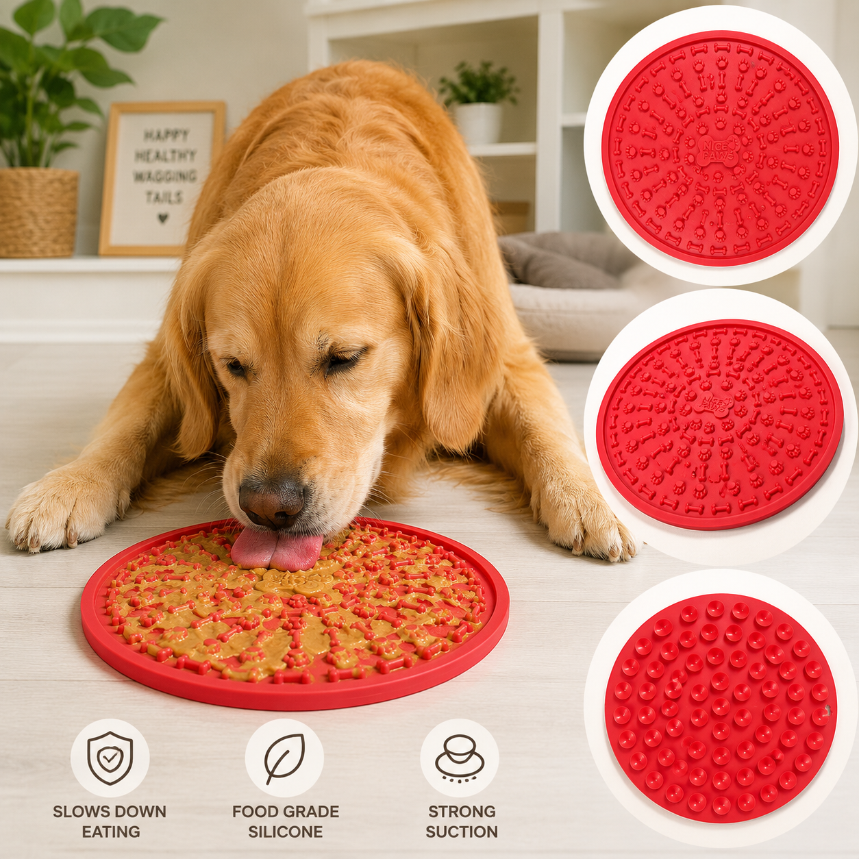 Silicone Slow Feeder Mat for Dogs | Reusable Lick Mat & Anti-Choking Pet Feeding Pad