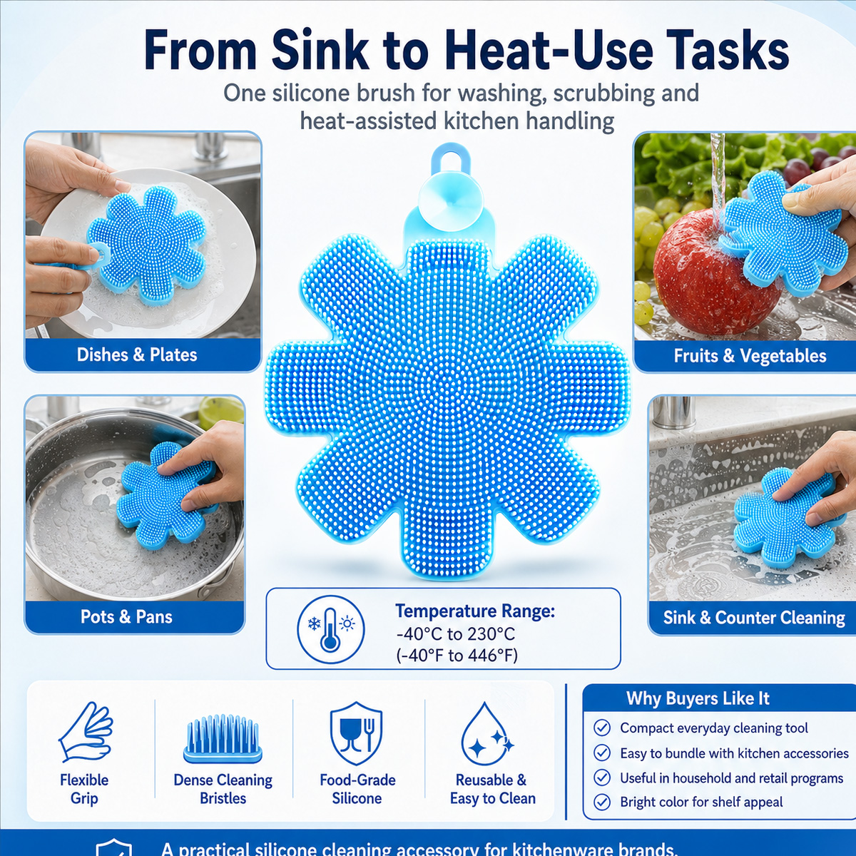 Flower-Shaped Silicone Cleaning Brush