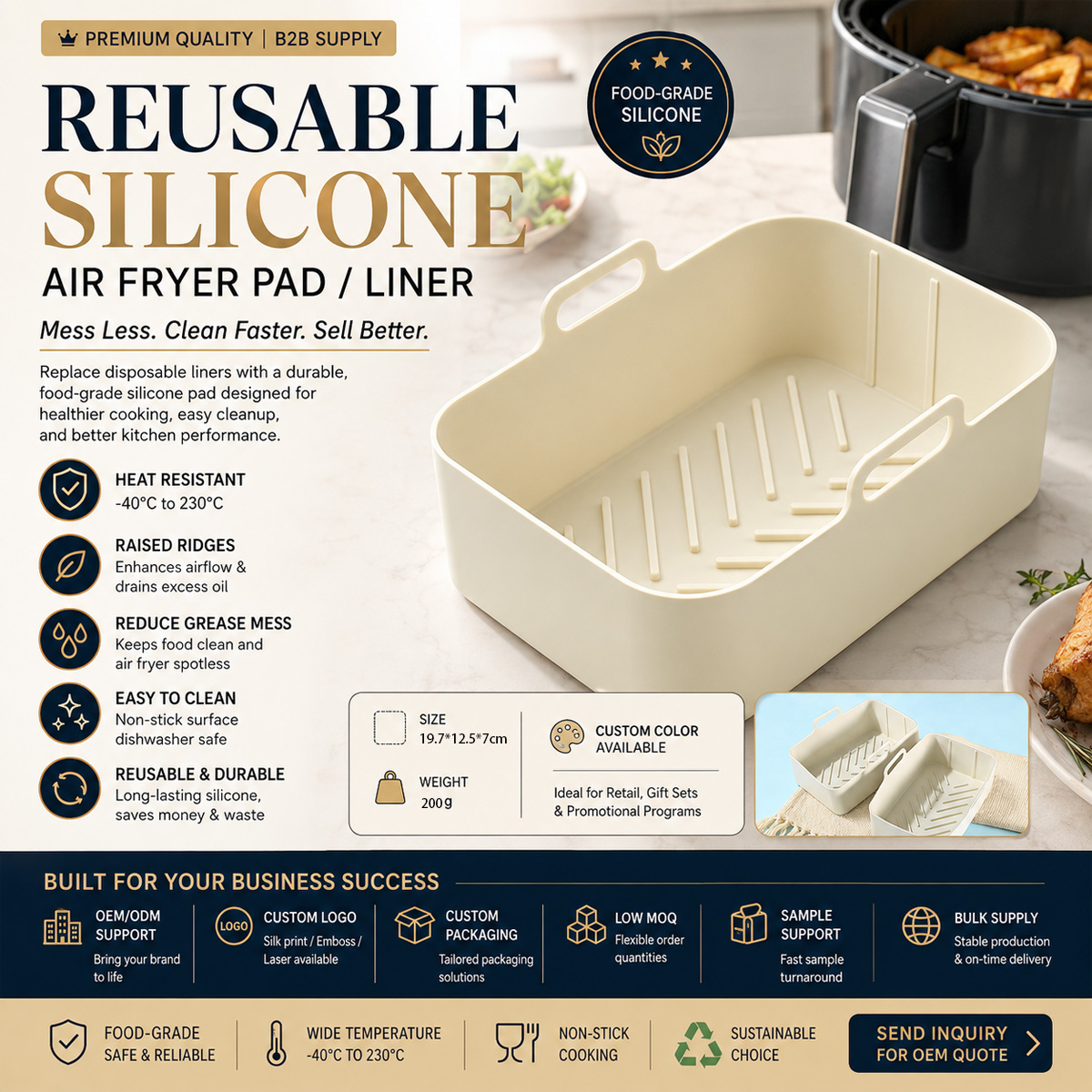 Rectangular Silicone Air Fryer Liner