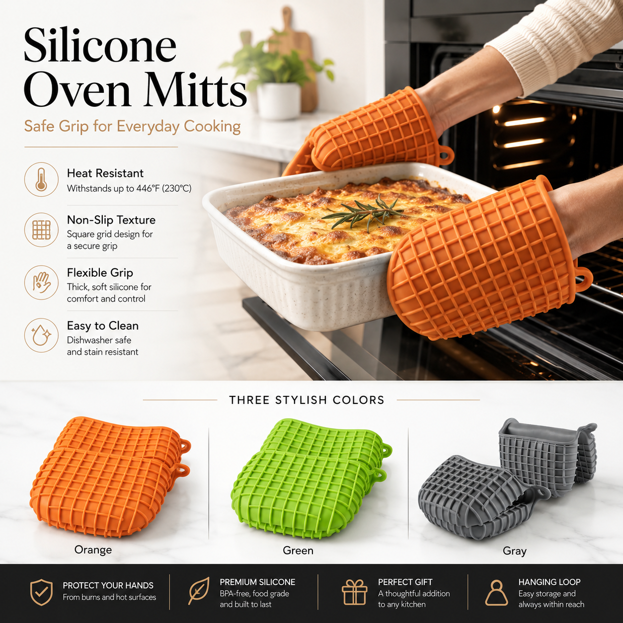 Silicone Heat-Resistant Oven Mitts