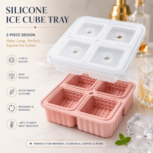 4-Cavity Square Silicone Ice Cube Mold