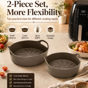2-piece silicone air fryer liner set