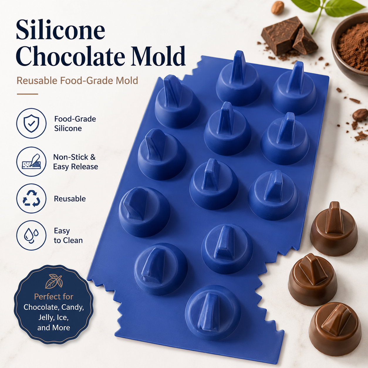 12-Cavity Silicone Chocolate Mold