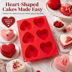 6-Cavity Heart Silicone Cake Mold