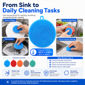 Round Silicone Dish Cleaning Brush