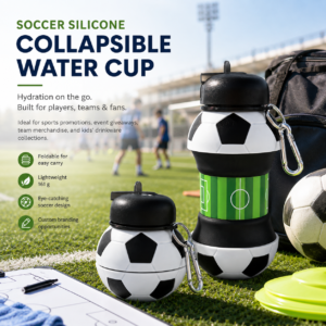soccer collapsible silicone water bottle